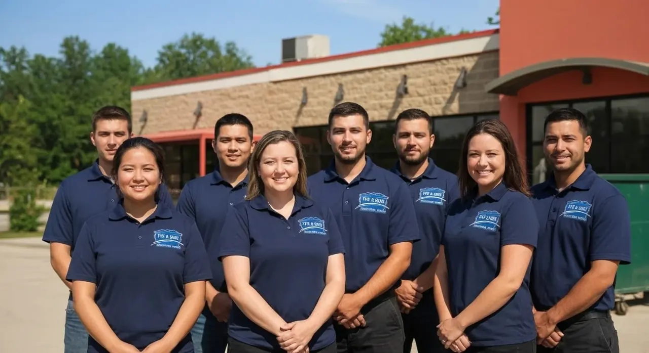 Our team The Tate & Sons Dumpster Rental Rockford team at our 3269 S Alpine Rd yard in Rockford, IL